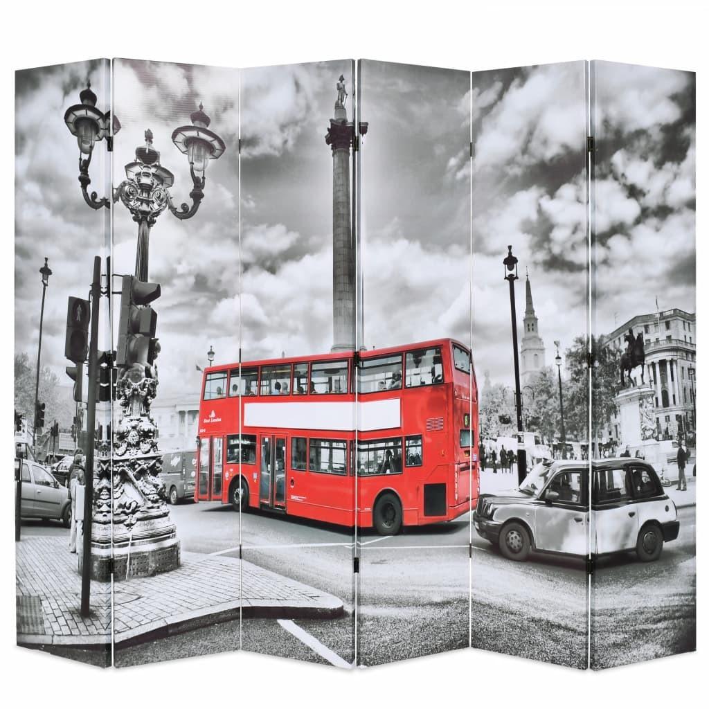 Foldbar rumdeler 228 x 170 cm London bus sort og hvid