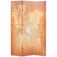 Foldbar rumdeler 120 x 170 cm verdenskort gul