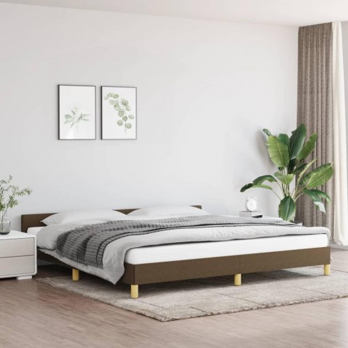 Sengeramme med sengegavl 200x200 cm - stof, mørkebrun