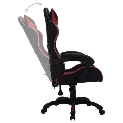 Gamingstol m. LED-lys RGB-farver kunstlæder vinrød og sort