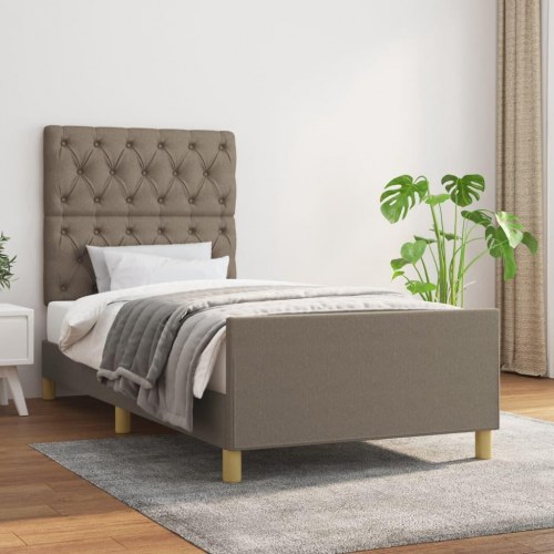 Sengeramme med sengegavl 80×200 cm - stof, gråbrun