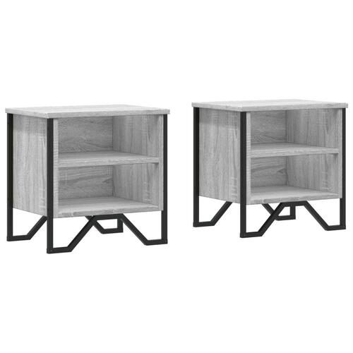 Sengeborde 2 stk. 40x30x40 cm konstrueret træ grå sonoma-eg