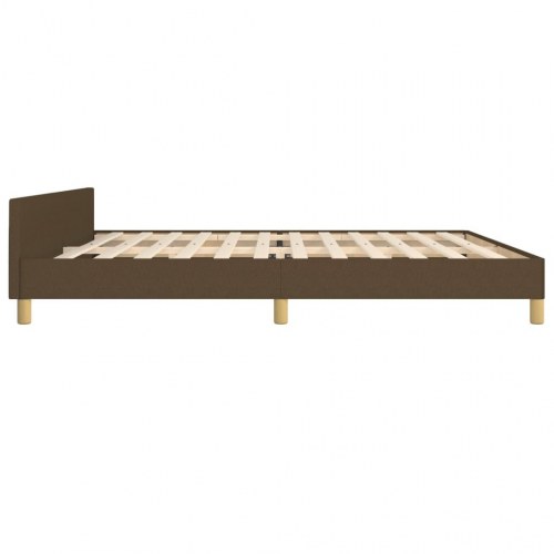 Sengeramme i stof med sengegavl 200×200 cm - mørkebrun