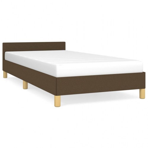 Sengeramme med sengegavl - mørkebrun stof, 80×200 cm