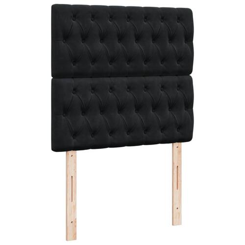 Kontinentalseng med madras 90x200 cm fløjl sort