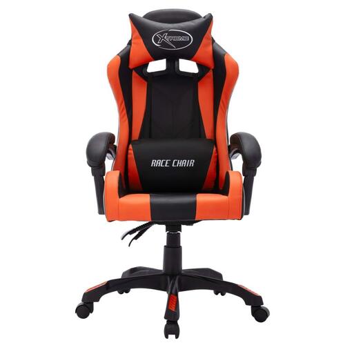 Gamingstol m. LED-lys RGB-farver kunstlæder orange og sort