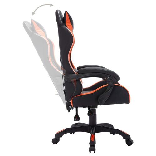 Gamingstol m. LED-lys RGB-farver kunstlæder orange og sort