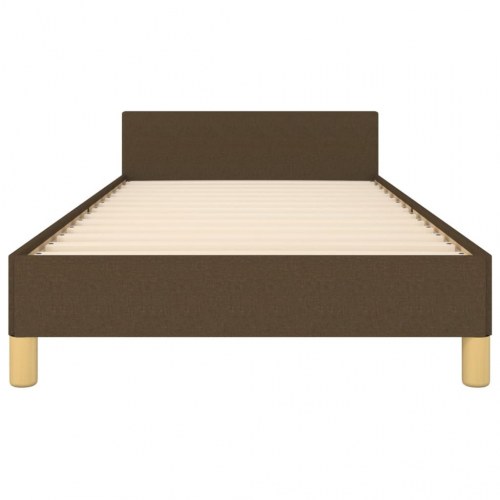 Sengeramme med sengegavl - mørkebrun stof, 100x200 cm