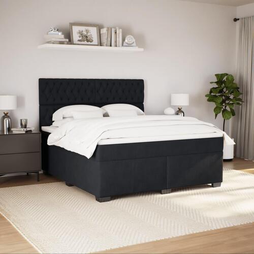 Kontinentalseng med madras 180x200 cm fløjl sort