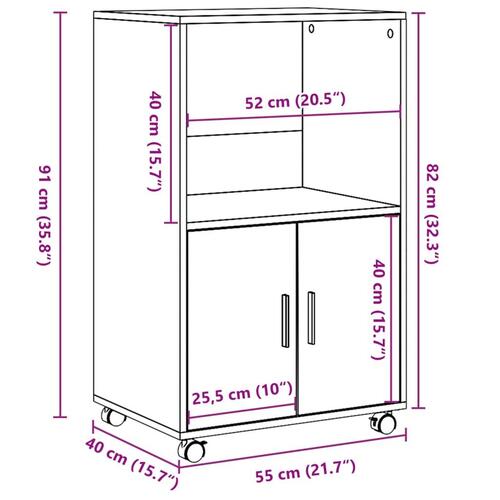 Rullebord 55x40x91 cm konstrueret træ sonoma-eg