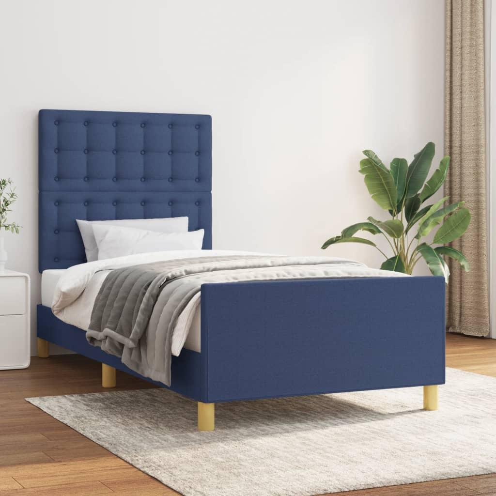 Sengeramme uden madras 100x200 cm stof blå billede