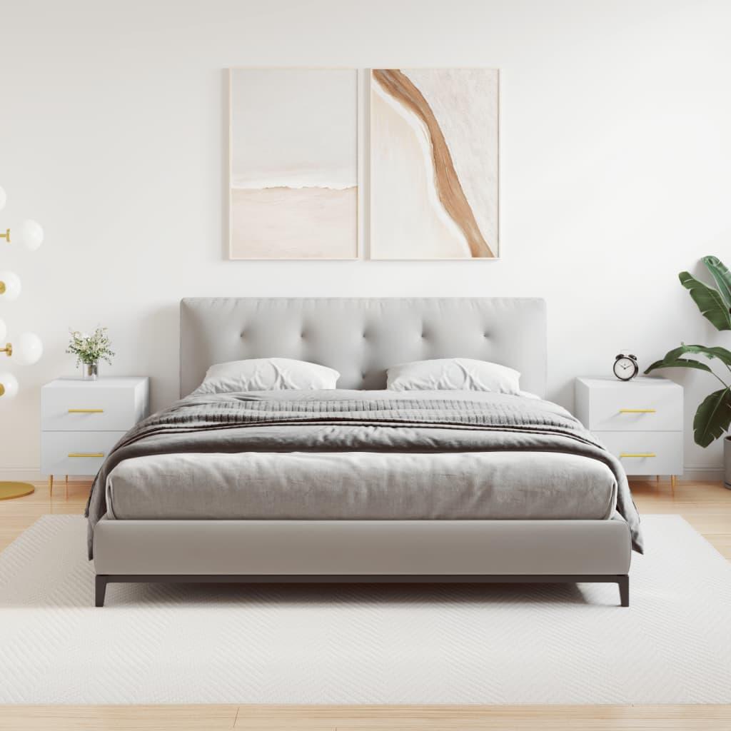 Sengeborde 2 stk. 40x35x47,5 cm konstrueret træ hvid billede