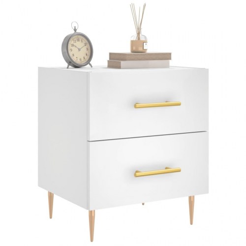 Sengeborde 2 stk. - hvidt konstrueret træ 40 × 35 × 47,5 cm