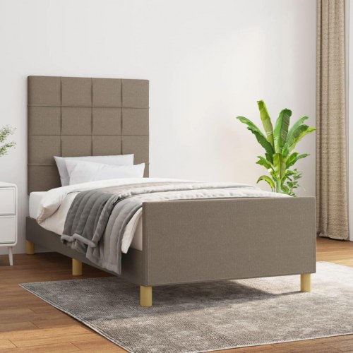 Sengeramme med gavl 80x200 cm - stof, gråbrun