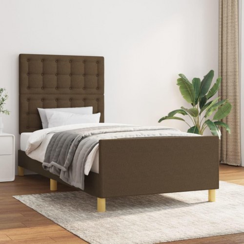 Sengeramme med sengegavl 80×200 cm - stof, mørkebrun