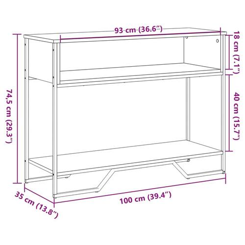 Konsolbord 100x35x74,5 cm konstrueret træ grå sonoma-eg