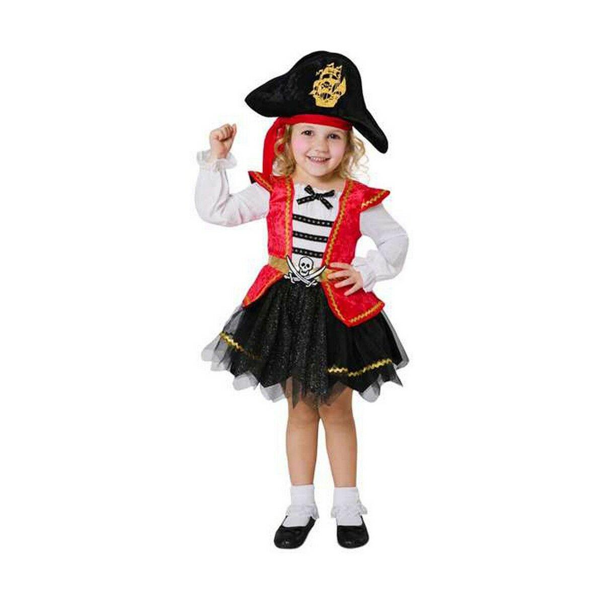 Piratkostume til børn, sort/rød - 3-4 år