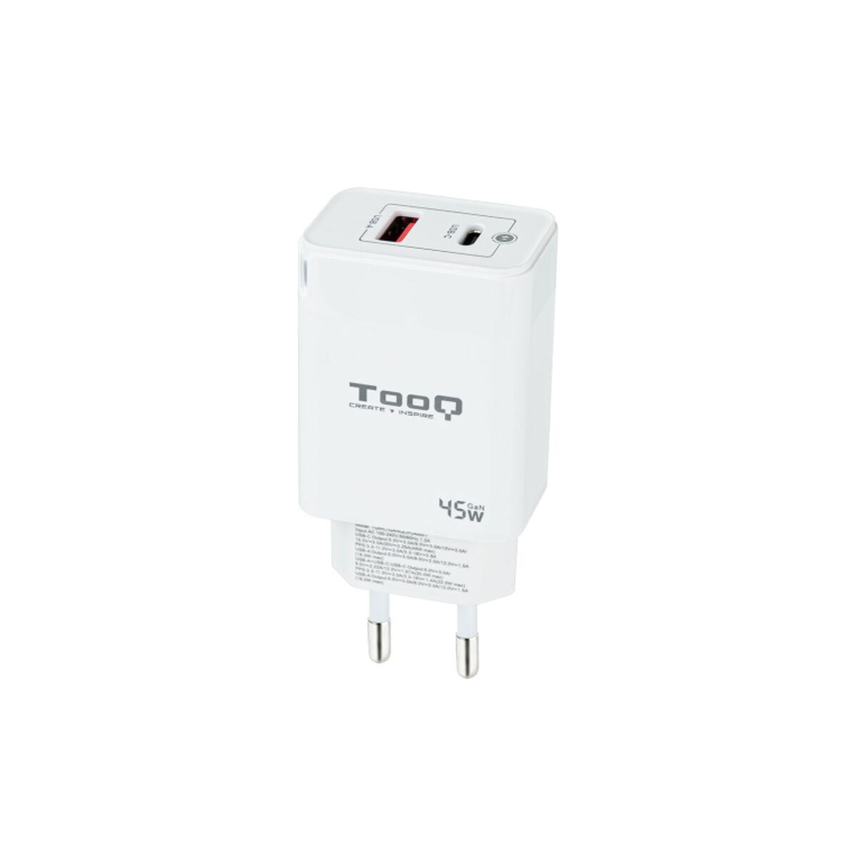 TooQ Vægoplader 45 W USB-C + USB-A (hvid) - TQWC-GANQCPD45WT