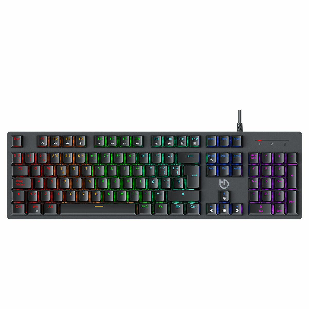 Tastatur Hiditec GKE010004 Sort Multifarvet