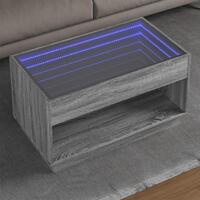 Sofabord med Infinity LED-lys 90x50x50 cm grå sonoma-eg