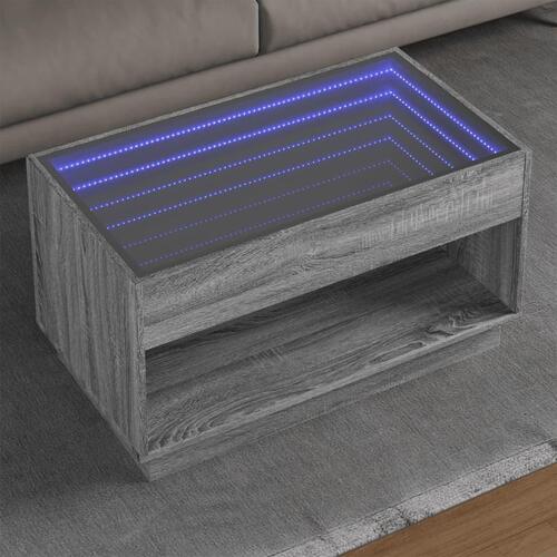 Sofabord med Infinity LED-lys 90x50x50 cm grå sonoma-eg