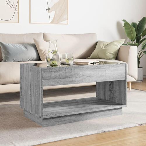 Sofabord med Infinity LED-lys 90x50x50 cm grå sonoma-eg