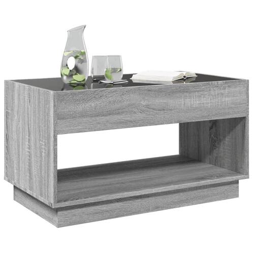 Sofabord med Infinity LED-lys 90x50x50 cm grå sonoma-eg