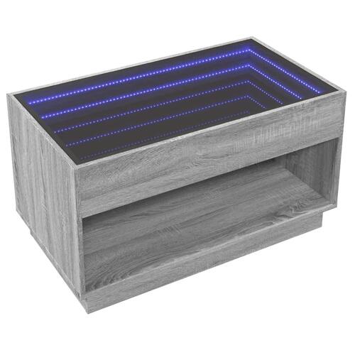 Sofabord med Infinity LED-lys 90x50x50 cm grå sonoma-eg