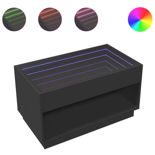 Sofabord med Infinity LED-lys 90x50x50 cm sort