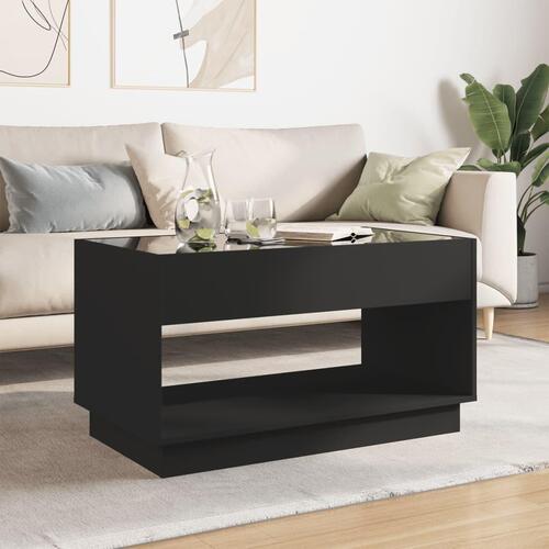 Sofabord med Infinity LED-lys 90x50x50 cm sort