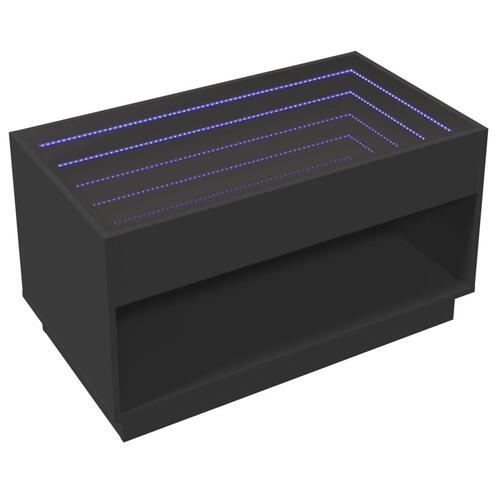 Sofabord med Infinity LED-lys 90x50x50 cm sort