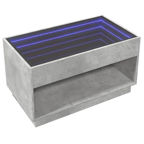 Sofabord med Infinity LED-lys 90x50x50 cm betongrå