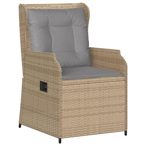 Havestole 2 stk. med lænefunktion og hynder polyrattan beige