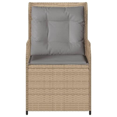 Havestole 2 stk. med lænefunktion og hynder polyrattan beige