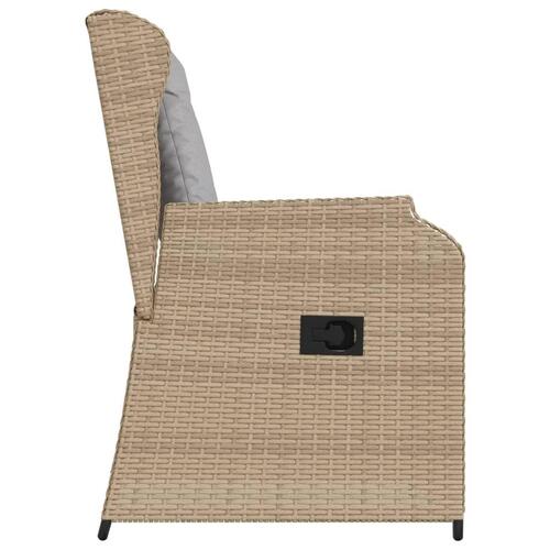 Havestole 2 stk. med lænefunktion og hynder polyrattan beige