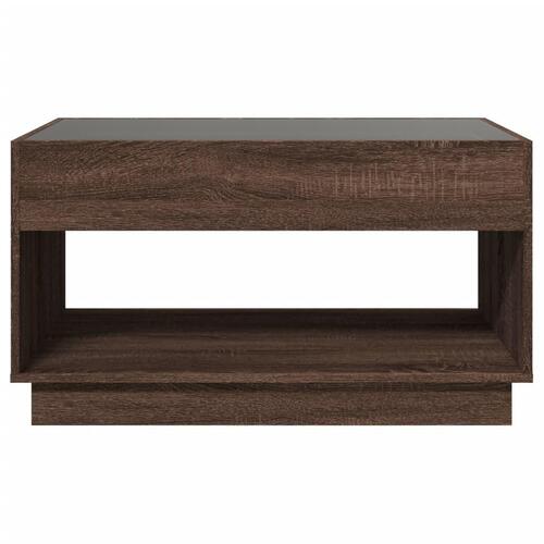 Sofabord med Infinity LED-lys 90x50x50 cm brun egetræsfarve