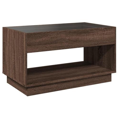 Sofabord med Infinity LED-lys 90x50x50 cm brun egetræsfarve