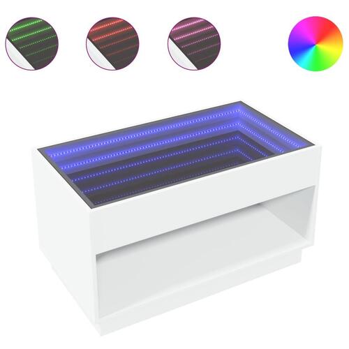 Sofabord med Infinity LED-lys 90x50x50 cm hvid