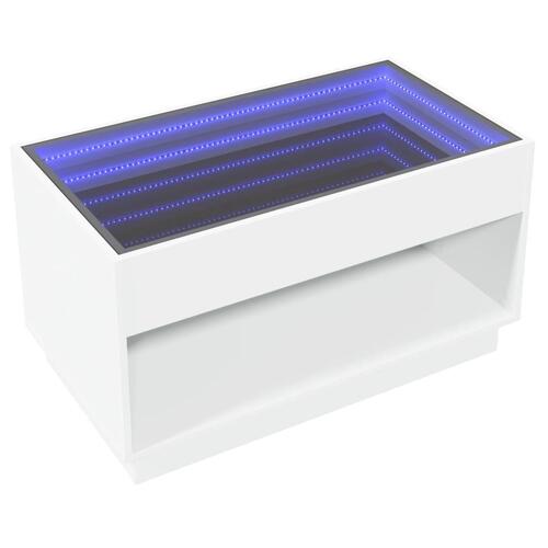 Sofabord med Infinity LED-lys 90x50x50 cm hvid