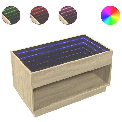 Sofabord med Infinity LED-lys 90x50x50 cm sonoma-eg