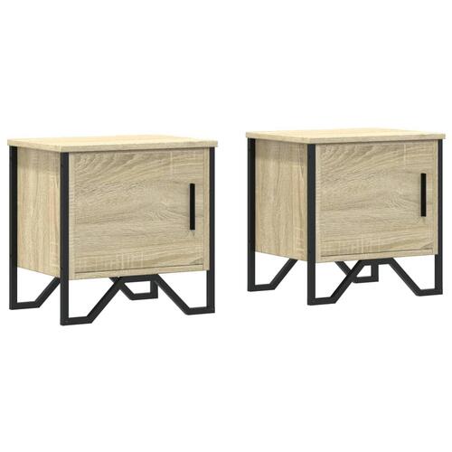 Sengeborde 2 stk. 40x30x40 cm konstrueret træ sonoma-eg