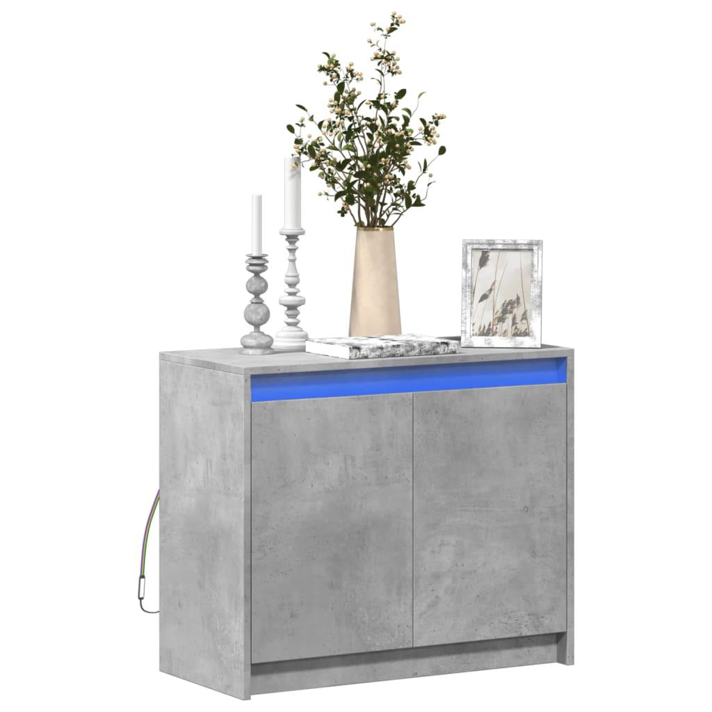Skab med LED-lys 72x34x61 cm konstrueret træ betongrå billede