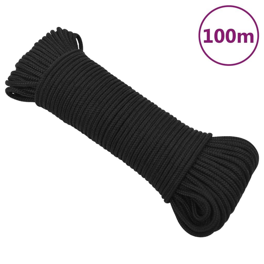 Tovværk til båd 4 mm 100 m polypropylen sort