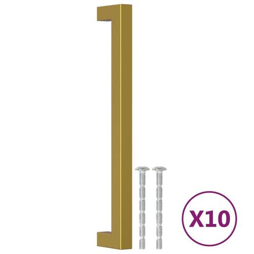 Skabshåndtag 10 stk. 192 mm rustfrit stål guldfarvet
