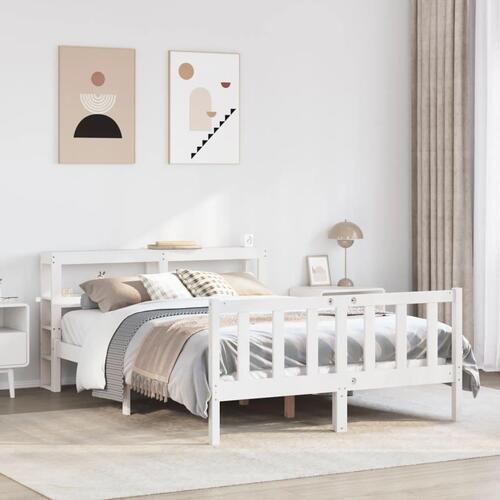 Sengeramme uden madras 160x200 cm massivt fyrretræ hvid