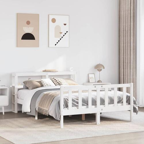 Sengeramme uden madras 150x200 cm massivt fyrretræ hvid