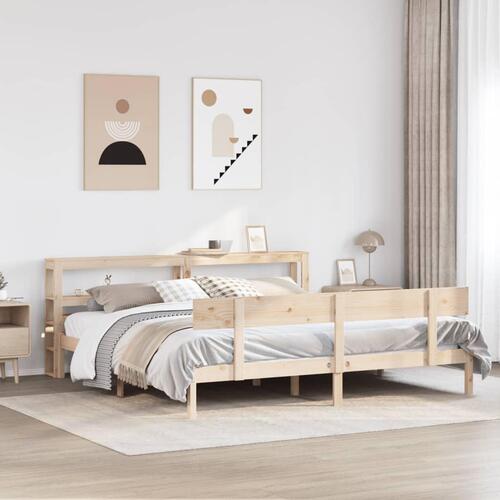 Sengeramme uden madras 200x200 cm massivt fyrretræ