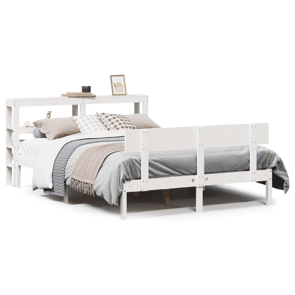 Sengeramme uden madras 140x190 cm massivt fyrretræ hvid