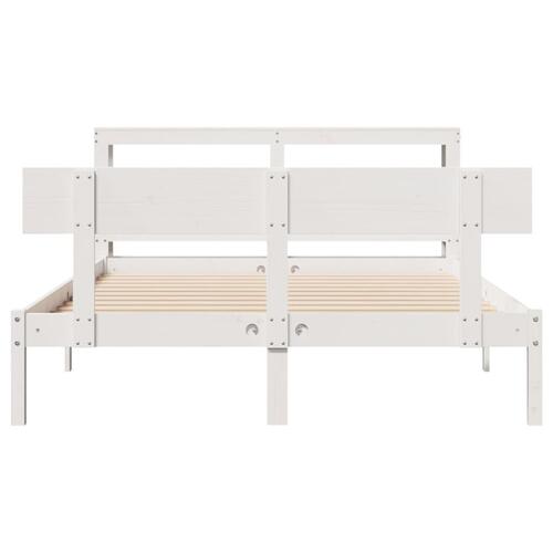 Sengeramme uden madras 140x190 cm massivt fyrretræ hvid