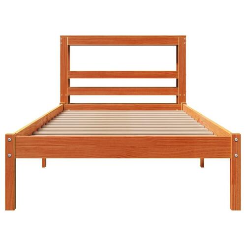Sengeramme med sengegavl 75x190 cm massivt fyrretræ gyldenbrun